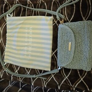Poppy & Peonies Light Blue Crochet Bag